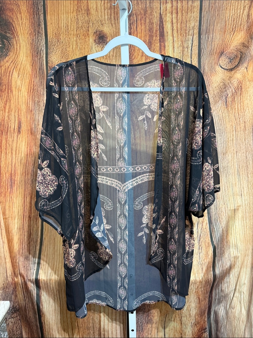 🚨(4/$10) Sheer Floral Open Front Cardigan Size M